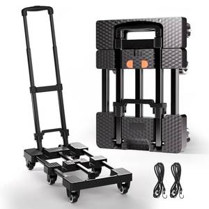 lot 15330 image: Voipvvii Folding Hand Truck 500lbs, Portable Heavy Duty Dolly Cart, 6 Wheels Collapsible Luggage Cart with 2 Elastic Ropes - Compact Trolley Cart for Easy Moving - Ideal Hand Cart for Travel and More
