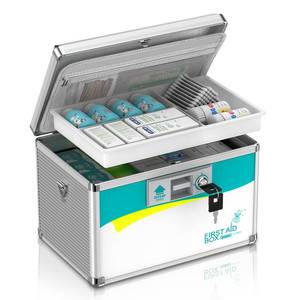 lot 15350 image: Glosen Medicine Lock Box,locking medicine box, Security Lock Boxes��Medium 12 x 7.68 x 7.87 Inch with removable storage pocket��,lock box, First Aid Key Safe Box,Lock Box for Medication