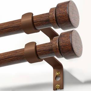 lot 15359 image: 2 Pack Antique Redwood Grain Curtain Rods for Windows 48 to 84 Inches 1 Diameter Heavy Duty Window Curtain Rod Adjustable with Solid Finials for Living Room Bedroom Kitchen Farmhouse Outdoor