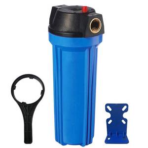 lot 15363 image: Geekpure 10-Inch Whole House Slim Water Filter Housing for 2.5 x 10 Filter - 34 NPT Brass Port - with Air Relief Valve-Blue (1)