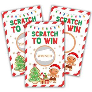 lot 16429 image: TIOFUNO Christmas Scratch Off Cards, 40 Pcs Funny Holiday Game Cards with Sticker, Party Game Supplies, A01