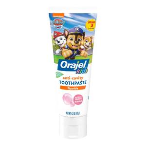 lot 16432 image: Orajel Kids Paw Patrol Anti-Cavity Fluoride Toothpaste, Natural Fruity Bubble Flavor, 4.2oz Tube
