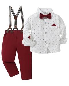 lot 16456 image: CARETOO 1 2 3 4 5T Toddler Wedding Outfit Boy Boys Suit Set Toddler Suits Formal Dress ShirtBowtieSuspender Pants 2-3T