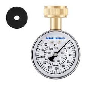 lot 8470 image: MEASUREMAN Water Pressure Gauge, 0-200 PSI Water Pressure Tester with 2-12 Inch Dial & Durable 34 Inch Hose Thread, Ideal for Home, Hose Bib (Waterproof Case, Black)