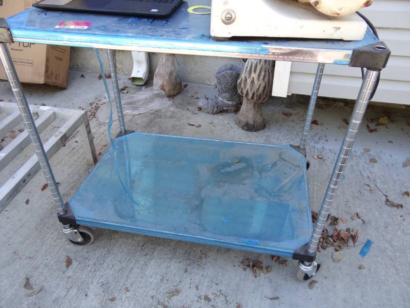 lot 5726 image: 2 Tier Stainless Steal Serving Cart