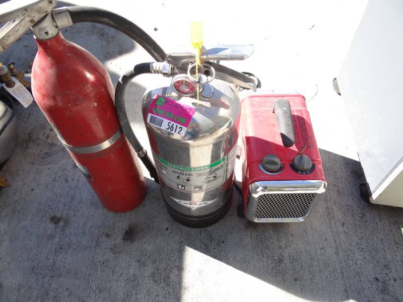 lot 5612 image: (3) Fire Extinguisher and Honeywell Heater