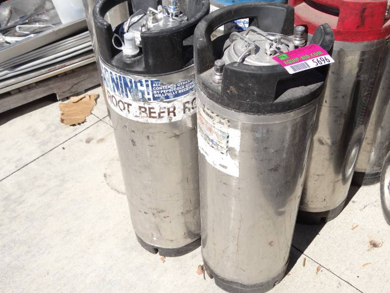 lot 5696 image: Lot of (2) 5 Gallon Soda Canisters