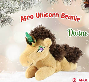 lot 10032 image: Target Afro Unicorn Divine Beanie Plush - Retail $10