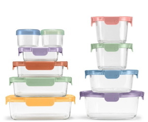 lot 10039 image: Ello 20pc Color Lock Food Storage Container Set - Retail $37
