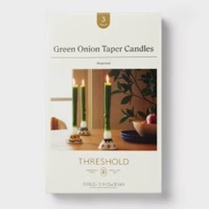 lot 10048 image: Threshold Green Onion Taper Candles Set - Retail $15