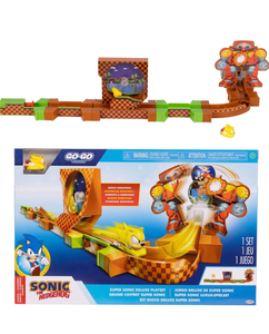 lot 10064 image: Sonic The Hedgehog Go Go Racers Deluxe Playset with Diecast Super Sonic Figure, Combine with The Sonic Adventure Playset - Retail $35