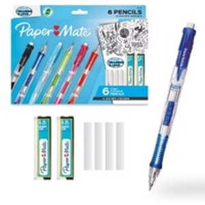 lot 10076 image: Paper Mate 6-Pack Mechanical Pencils with Erasers - Retail $10