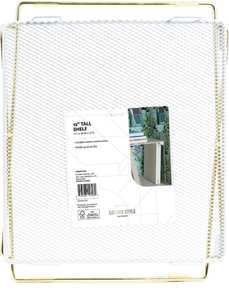 lot 10086 image: 12 Mesh Locker Shelf - White & Gold - Retail $24