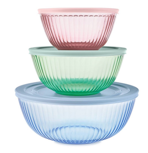 lot 10102 image: Pyrex Simply Store Tint 6pc Mixing Bowl Set - Retail $34