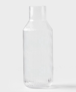 lot 10105 image: Ribbed Glass Carafe 50oz - Retail $15