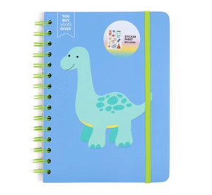 lot 10120 image: Dinosaur Spiral Notebook with Sticker Sheet - Retail $5