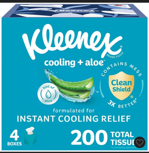 lot 14710 image: Kleenex Cooling  Aloe Facial Tissues 4-Pack - Retail $12