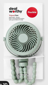 lot 14736 image: Dealworthy Flexible Tripod Fan - Sage Green - Retail $12