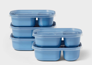 lot 14737 image: 10pc Divided Meal Prep Containers - Blue - Retail $5