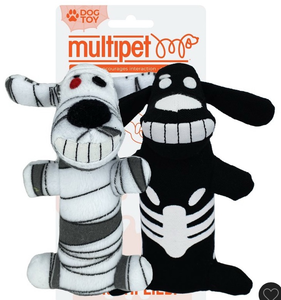 lot 14756 image: Multipet Skeleton and Mummy Dog Plush Toys ONE pack. - Retail $6
