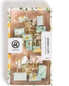 lot 14762 image: U Brands Sunflower Design Binder Clips Set - 24 Count - Retail $8
