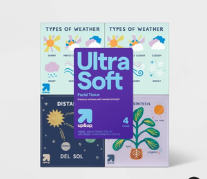 lot 14816 image: Up & Up Ultra Soft Facial Tissue 4-Pack Educational Design - Retail $3
