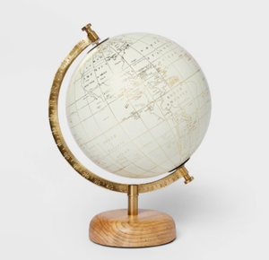 lot 14826 image: Decorative World Globe with Wooden Base - Retail $25