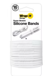 lot 14833 image: Wrap-It Super-Stretch Silicone Bands Bundle Pack White - Retail $18