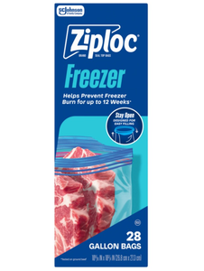 lot 14835 image: Ziploc Freezer Gallon Bags - 28 Count Pack - Retail $8