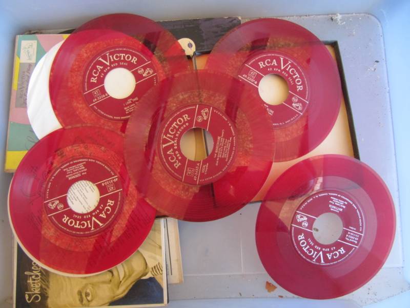 lot 257 image: (20) 45 Records  includes 5 RED RCA VICTOR, Brigadoon, Josephine, and more