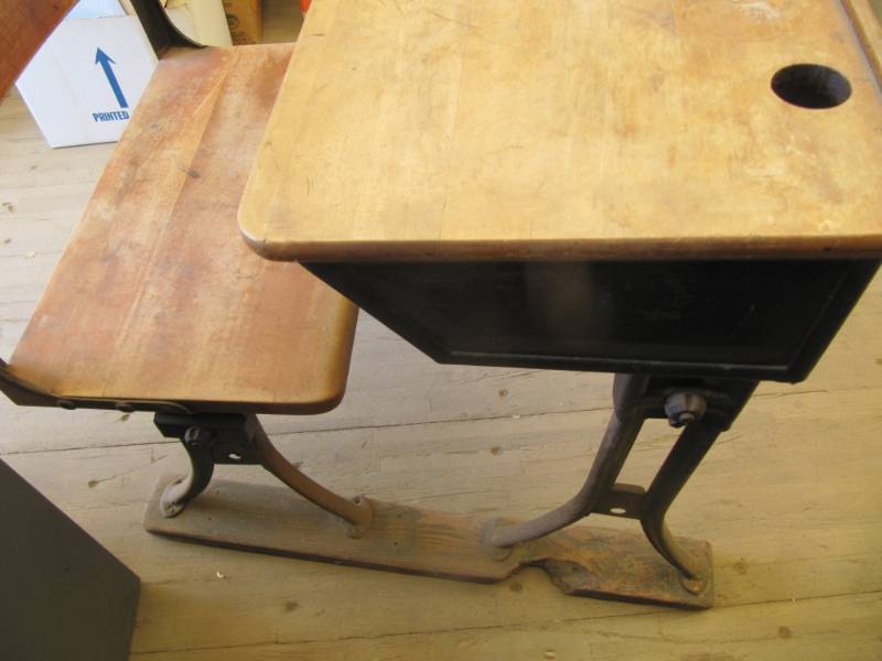 lot 300 image: Antique wood school desk