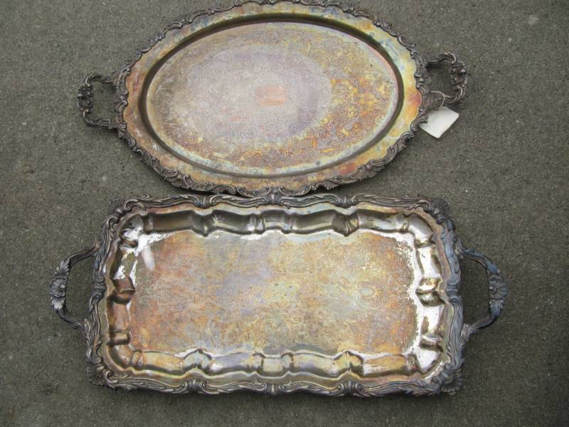 lot 349 image: Vintage large silver plated serving trays
