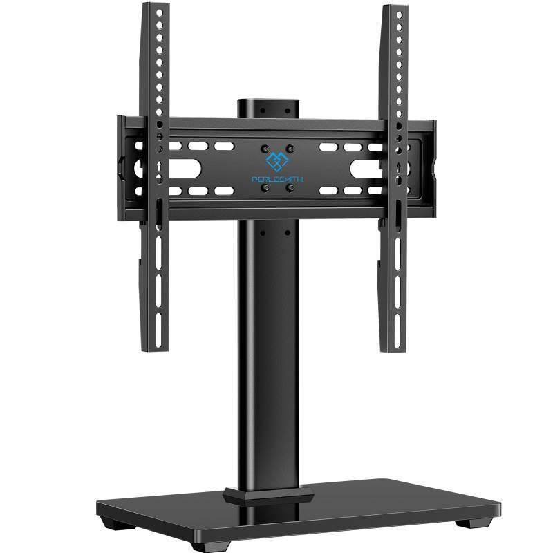 lot 6523 image: PERLESMITH Universal TV Stand, Table Top TV Stand for 32-60 inch TVs & Monitors, Height Adjustable TV Mount Stand Holds up to 88 lbs with Tempered Glass Base & Wire Management, VESA 400x400mm PSTVS04