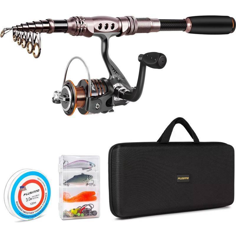 lot 1807 image: PLUSINNO Spinning Rod and Reel Combos Telescopic Fishing Rod Pole with Reel Line Lures Hooks Fishing Carrier Bag Case and Accessories Fishing Gear Organizer (2.1M 6.89FT Fishing Gear Organizer) ...