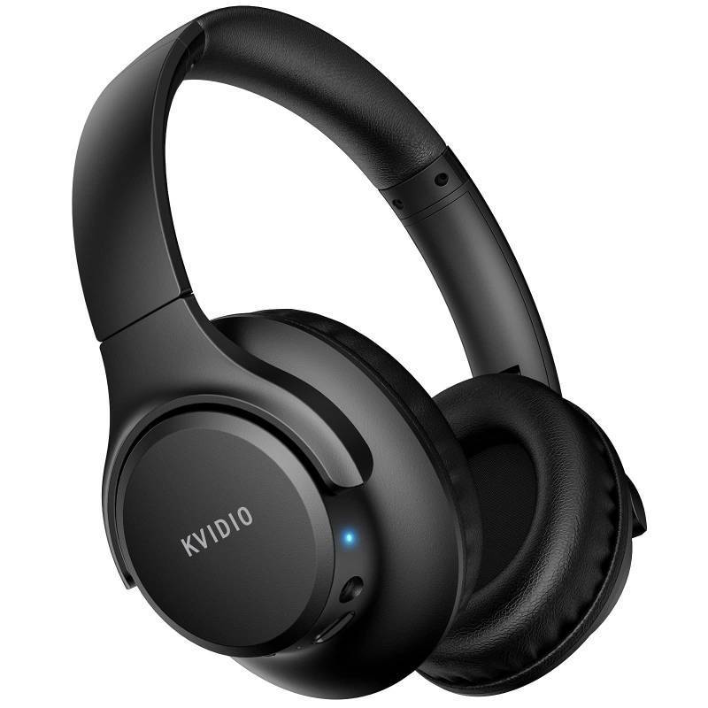 lot 5031 image: KVIDIO Bluetooth Headphones Over Ear, 65 Hours Playtime Wireless Headphones with Microphone, Foldable Lightweight Headset with Deep Bass, HiFi Stereo Sound Low Latency for Travel Work Cellphone