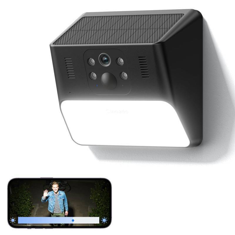 lot 5107 image: Cinnado Outdoor Camera Wireless-2.4G 2K Solar Wall Light Cameras for Home Security with AI Motion Detection, Waterproof,Motion Activated Light, Siren CloudSD Storage, Compatible with Alexa,S2