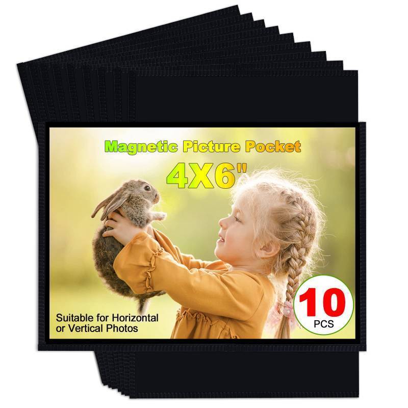 lot 5132 image: CHUNNIAO Black Magnetic Picture Frame 4X6 for Refrigerator,Photo Magnets Sleeves