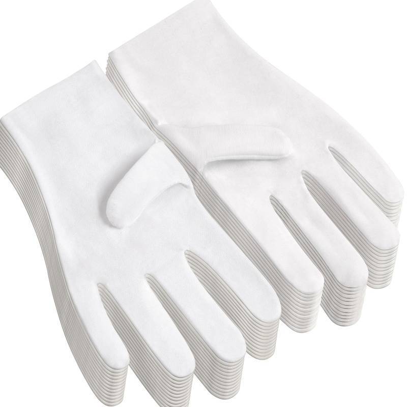 lot 5172 image: 12Pairs White Cotton Gloves for Eczema and Dry Hands - Breathable Work Glove Liners - Moisturizing SPA Soft Jewelry Inspection Gloves - Stretchy Fit Cloth Gloves for Most Women