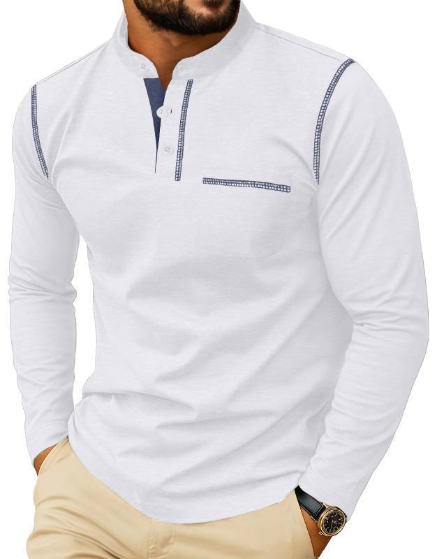 lot 6796 image: Sailwind Mens Henley Shirts Long Sleeve Button T-Shirt Casual Stylish Cotton Pullover Shirt with Pocket White Large