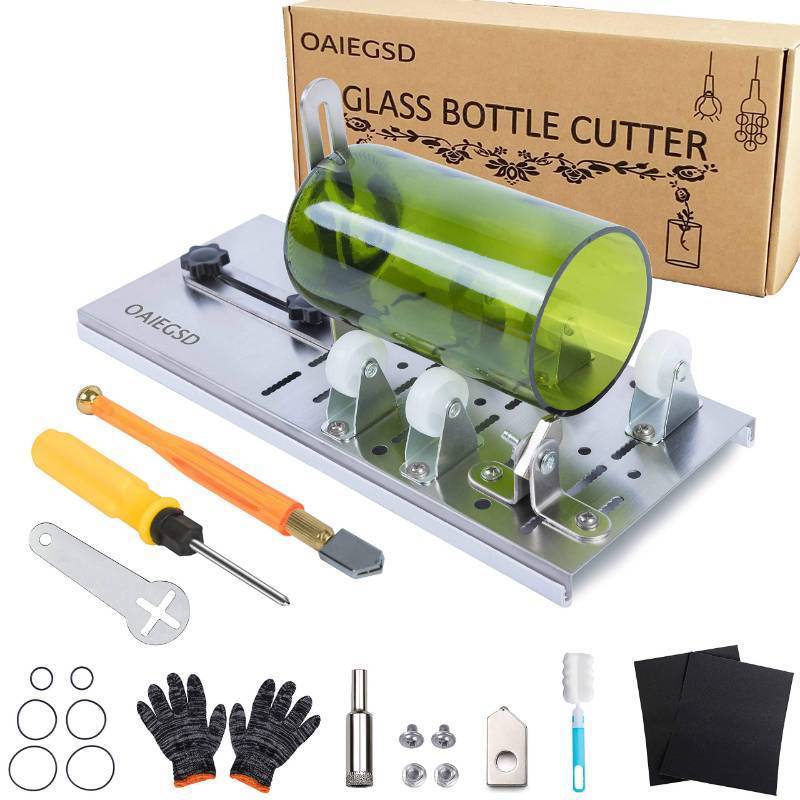 lot 6826 image: Glass Bottle Cutter, Glass Cutter for Bottles for Cutting Wine, Beer, Mason Jars, Whiskey, Round and Oval Bottles, Bottle Cutter & Glass Cutter Bundle for DIY Project Crafts