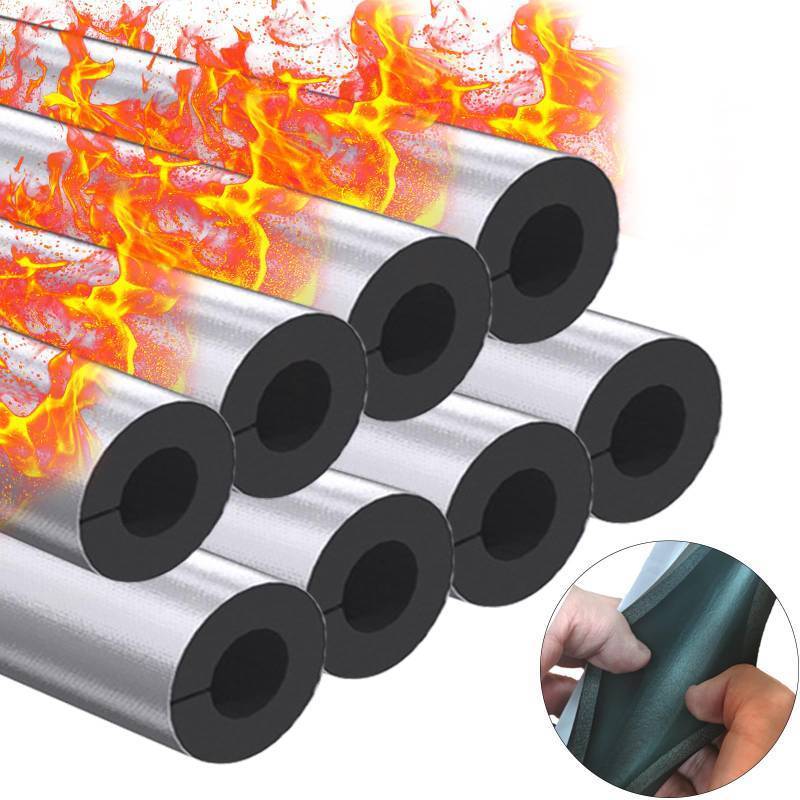 lot 7693 image: 8 Pack Pipe Insulation Foam Tube, 34 Self Adhesive Pre Slit Foam Pipe Covers Polyethylene with Aluminum Foil for Spigot, Winter Outside Pipes, Sprinkler, Water Heater Pipes Freeze Protection