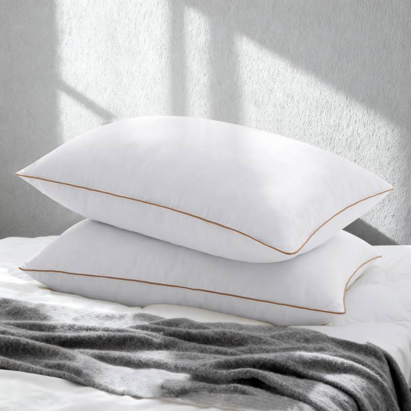 lot 1240 image: puredown Goose Feather Down Pillows, Soft Fluffy Luxury Hotel Collection Pillow Queen Size Set of 2, 100% Cotton Cover, Medium Firm Bed Pillow for Back, Stomach or Side Sleeper.