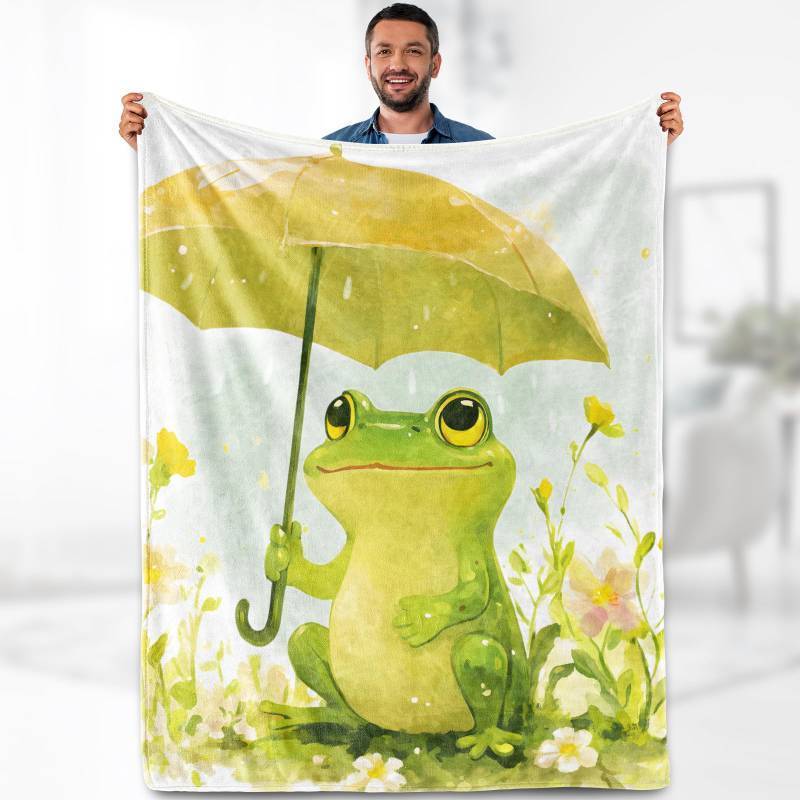 lot 1349 image: Frog Blanket Gifts for Women Kids - Cute Frogs Lovers Stuff Animal Decor Throw for Teen Adults Soft Lightweight Fleece Cozy Travel Bed Couch Birthday Christmas Blanket 50x60