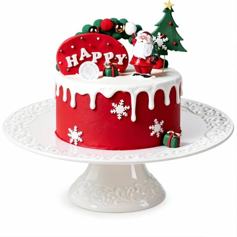 lot 1871 image: Wedding Cake Stand, White Cake Stand for Smaller Than 10 Inch Cakes, Christmas Porcelain Cake Plate for Party, Baby Shower, Birthday, Home Decorating Stand