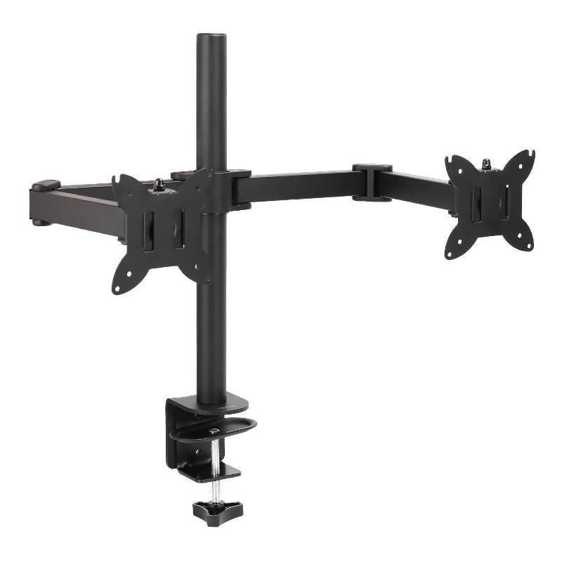 lot 2673 image: Amazon Basics Adjustable Dual Computer Monitor Arm Mount, Holds up to 32 Monitors, Black
