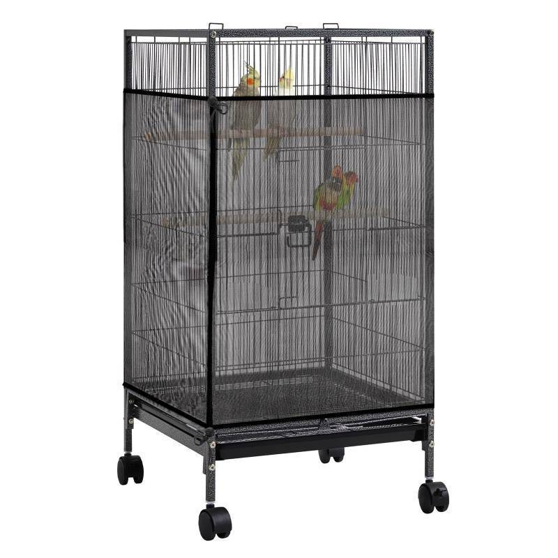 lot 2902 image: Trinkrittey Large Bird Cage Seed Catcher 31 x 118 inches Adjustable Bird Cage Net Cover Black Bird Cage Cover Elastic Band Mesh Cage Cover Skirt Nylon Mesh for Parakeet Parrot Cages
