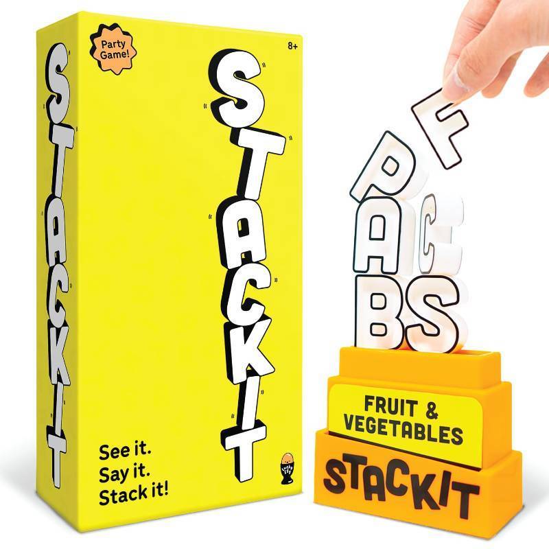 lot 2941 image: Lucky Egg Stack It Hilarious Stacking Family Games for Kids and Adults  160 Categories, 20 Letters, Timer &amp Base  Fun Party Games and Board Games for Family Night for Ages 8  2-8 Players