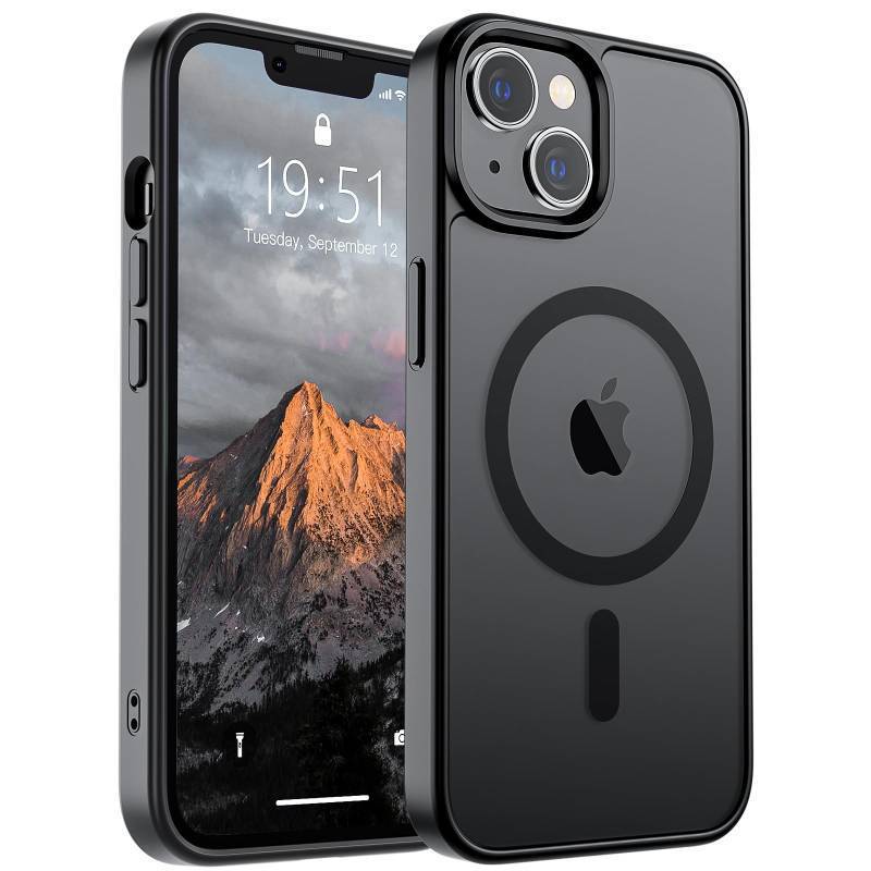 lot 3832 image: SUPFINE Magnetic for iPhone 14 Case & iPhone 13 Case (Compatible with MagSafe)(Military Grade Drop Protection) Translucent Matte Shockproof Phone Cover,Black