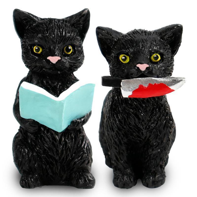 lot 4294 image: PAJH Cat Gifts for Cat Lovers Tiny Black Cat Figurines Miniatures Christmas Cat Gifts Funny Desk Accessories Christmas Stocking Stuffers