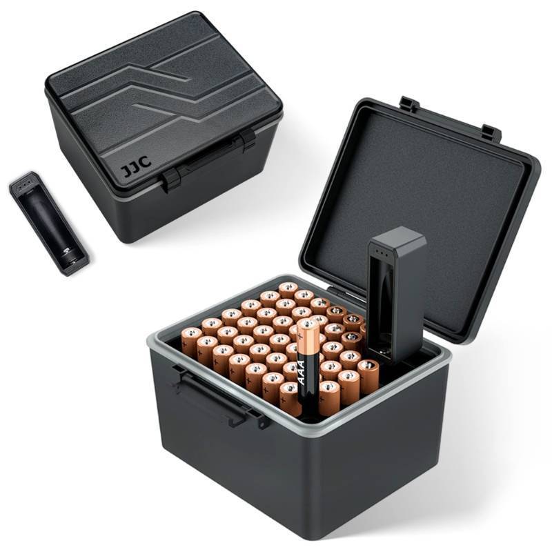 lot 4729 image: JJC 44 Slots AAA Triple A Battery Case Holder with Removable Battery Tester, Water-Resistant & Shockproof AAA Battery Storage Box Organizer